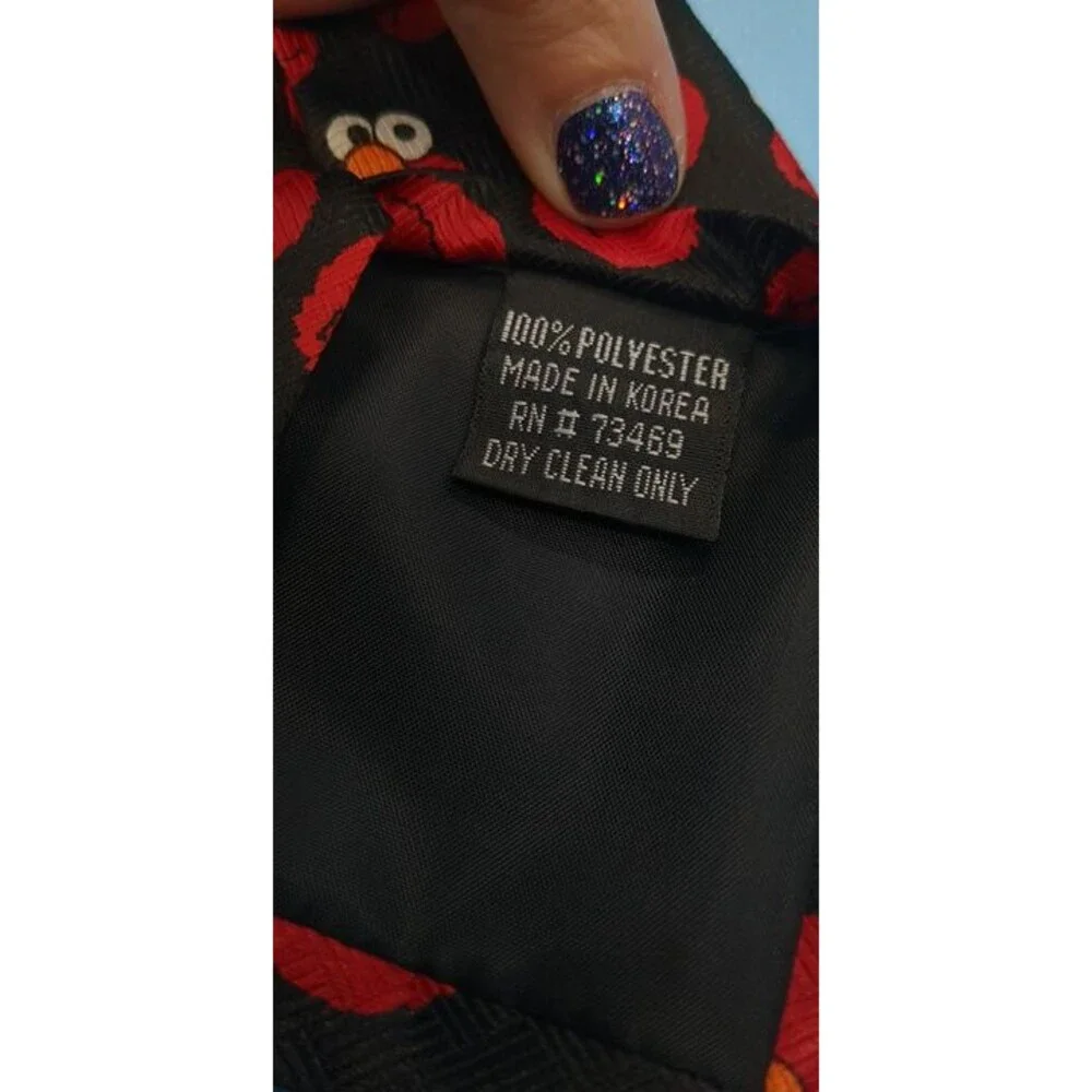 Sesame Street Elmo Allover Print Red Black Mens Tie Necktie 57 inch Vintage
